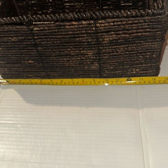Dark Brown Rectangular Woven Wicker  Basket w/ side label space Size 14"x 7.5"x - Picture 8 of 11
